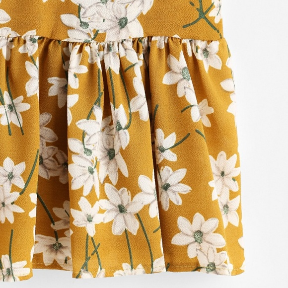 Yellow Cami Babydoll Floral Top - Picture 3 of 4